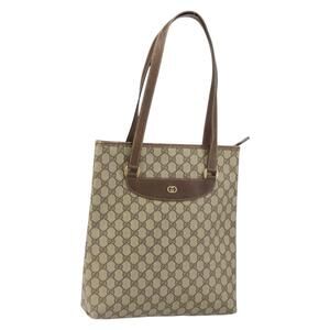 GUCCI GG Supreme Tote Bag PVC Beige Gold Auth ep12338